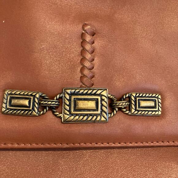 Y2K Reflexions by Montana Silversmiths Brown Leather Flap Shoulder Handbag Purse - Picture 8 of 13